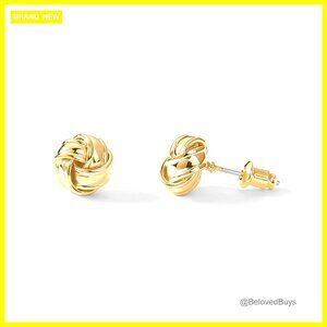 Love Knot Stud Earrings 10mm Sterling Silver 14K Gold Plated